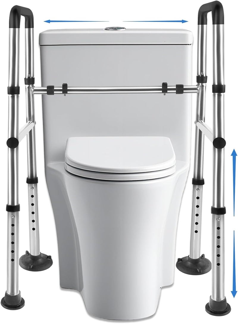 GOMTEFH Toilet Safety Rails, Adjustable Toilet Safety Frame & Rails, Toilet Safety Rail for Elderly Adults - Image 1